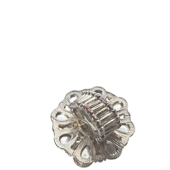 Vintage Yellow Floral Daisy Gemstone Stretch Band Ring - Picture 3 of 3